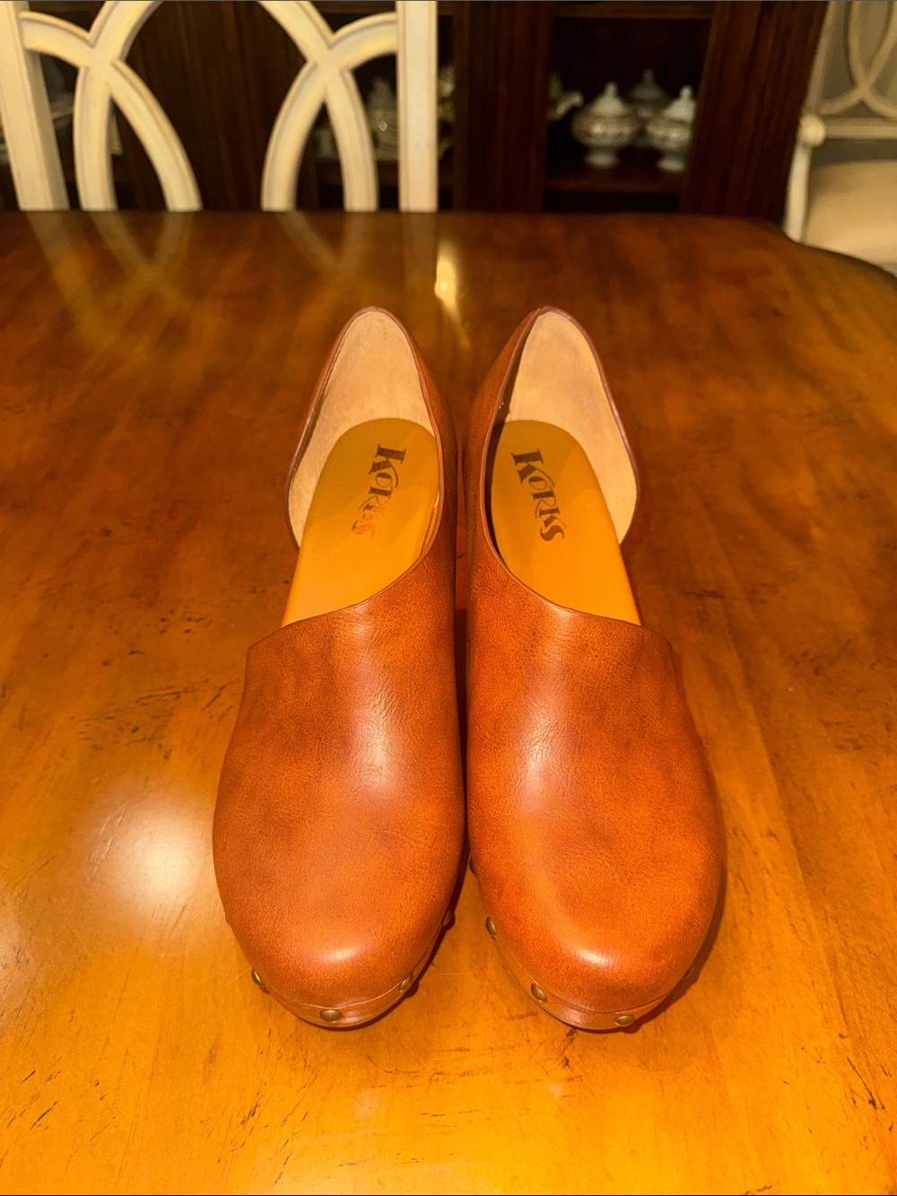 Kork-Ease Women's Cognac Leather Slip-On Mules